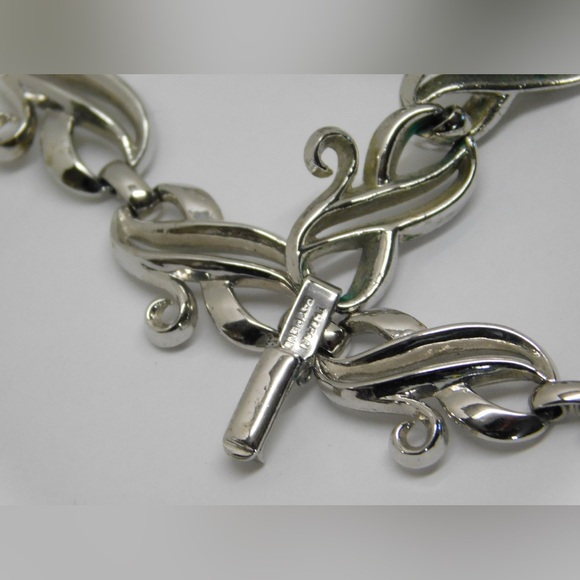 Vintage Tritari silver tone necklace Choker Pat pending mark Infinity links - Picture 6 of 6